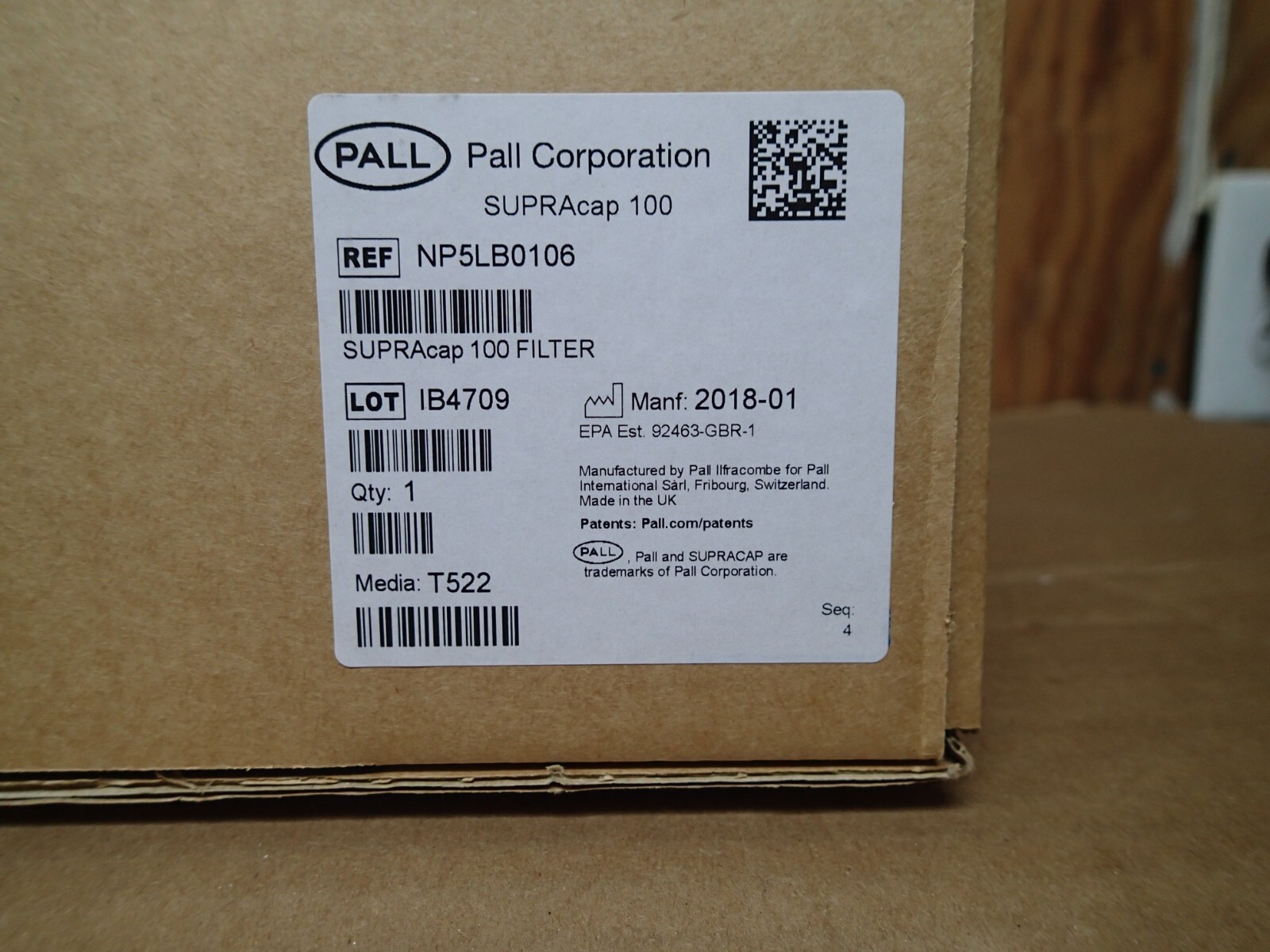 Pall Pall NP5LB0106 Supracap 100 Capsule Depth Filter MFG 2018 NEW