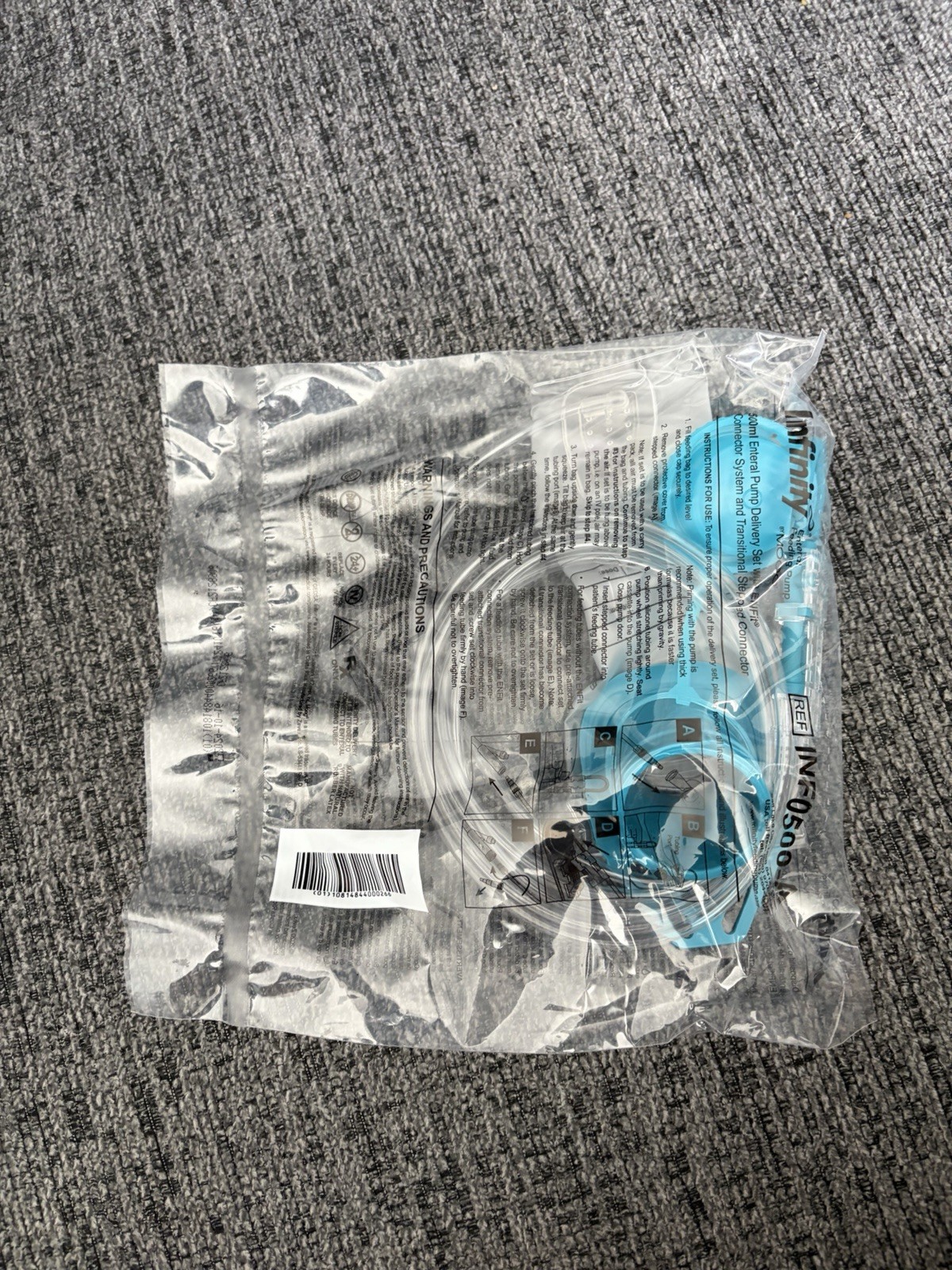 Moog EnteraLite Infinity 500mL Enteral Pump Delivery Set ENFit INF0500-A 30pk