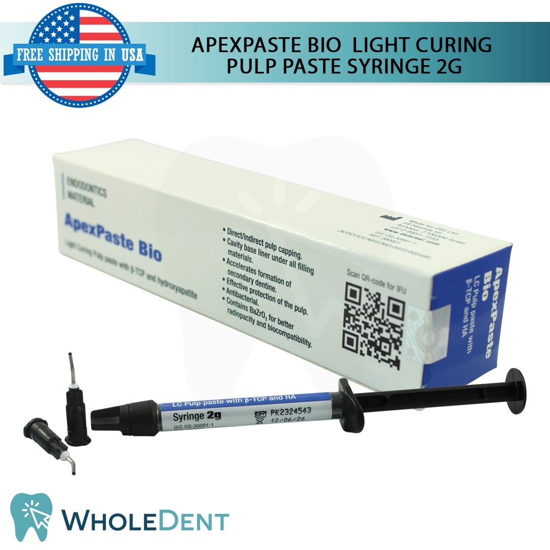 Apexpaste Bio Light-Cure Pulp Paste Syringe 2G Direct And Indirect Pulp Capping