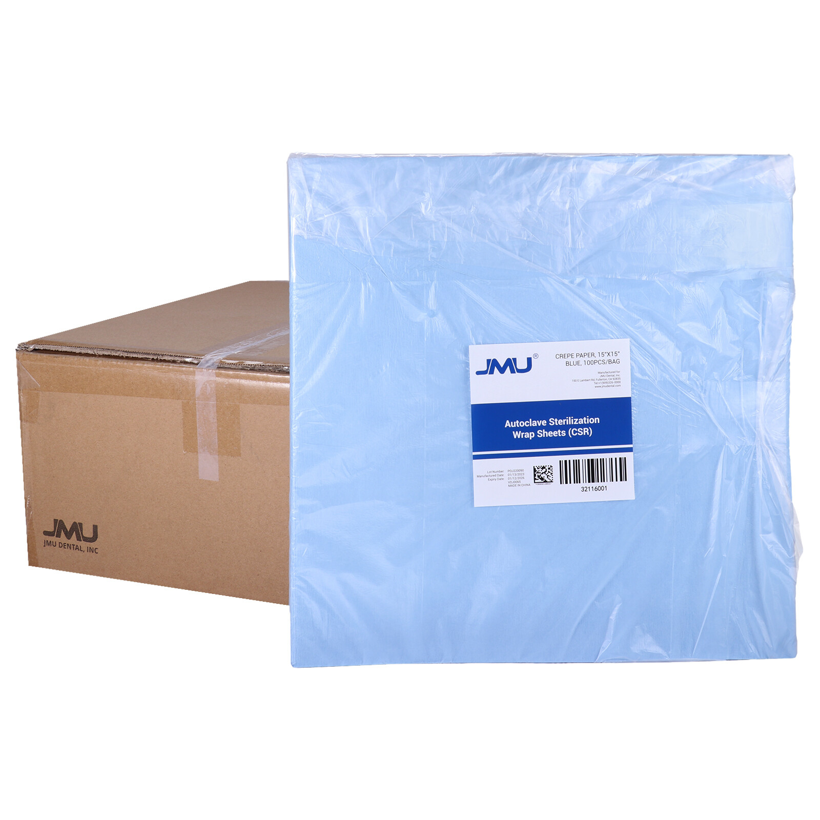100pcs Autoclave Sterilization Wrap Sheets (csr) Crepe Paper 24″x24″ Blue