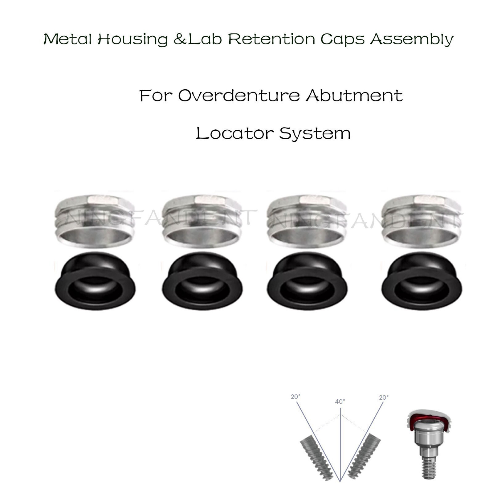 Dental Overdenture Abutment Retention Cap Locator male processing Inserts Set