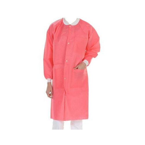 ValuMax 3660CPXL Extra-Safe Lab Coats Pink Extra Large SMS Fabric 10/Pk