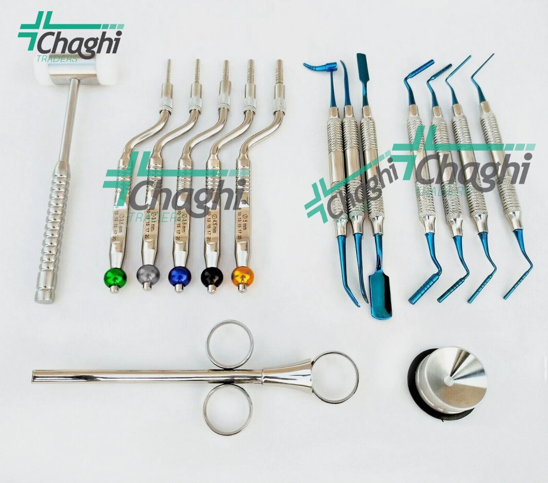 Dental Surgery Kit Sinus Lift Osteotome Bone Graft Packer Carrier Mallet 15 PCs