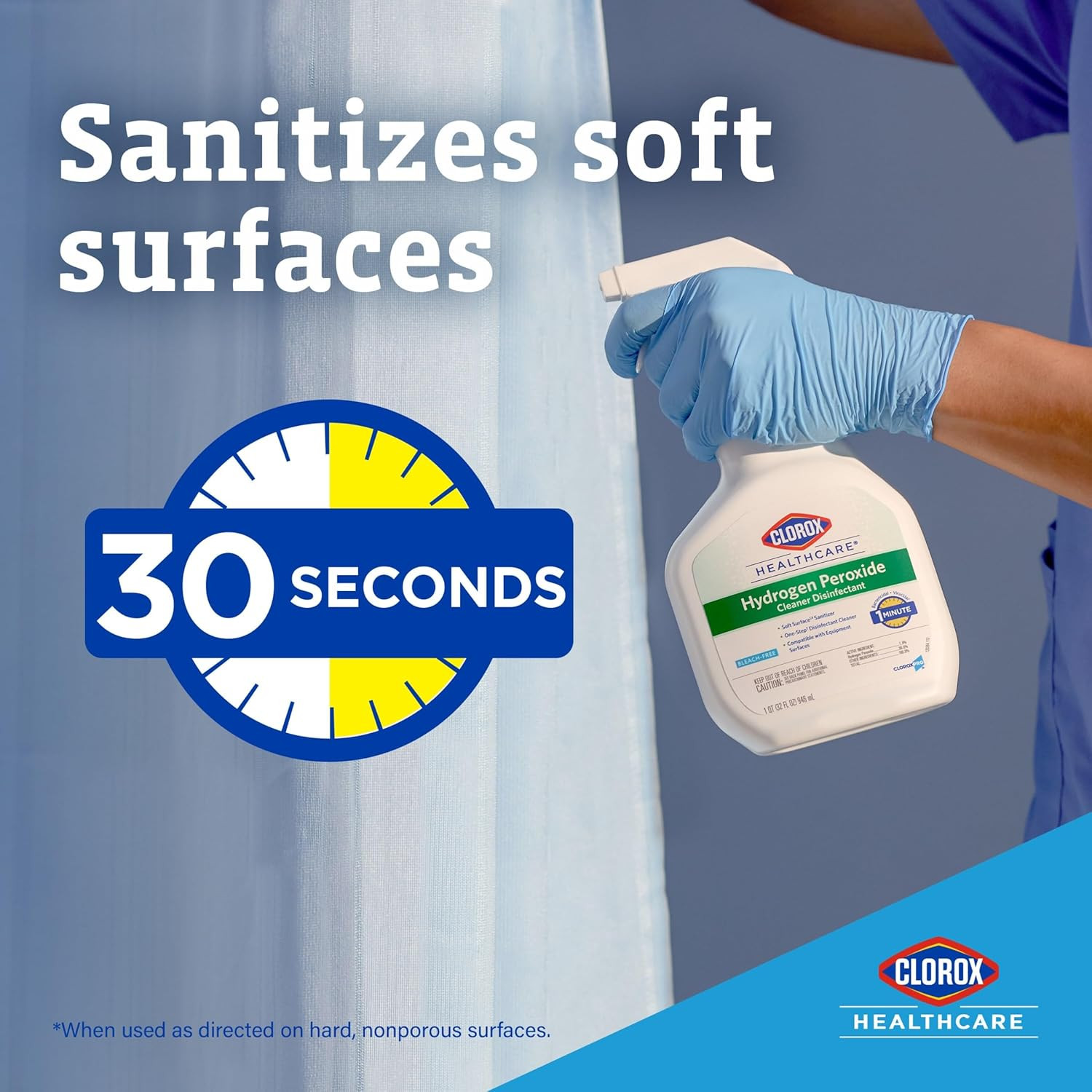 Clorox® Healthcare® Hydrogen-Peroxide Cleaner/Disinfectant, 32 Oz Bottle, Case o