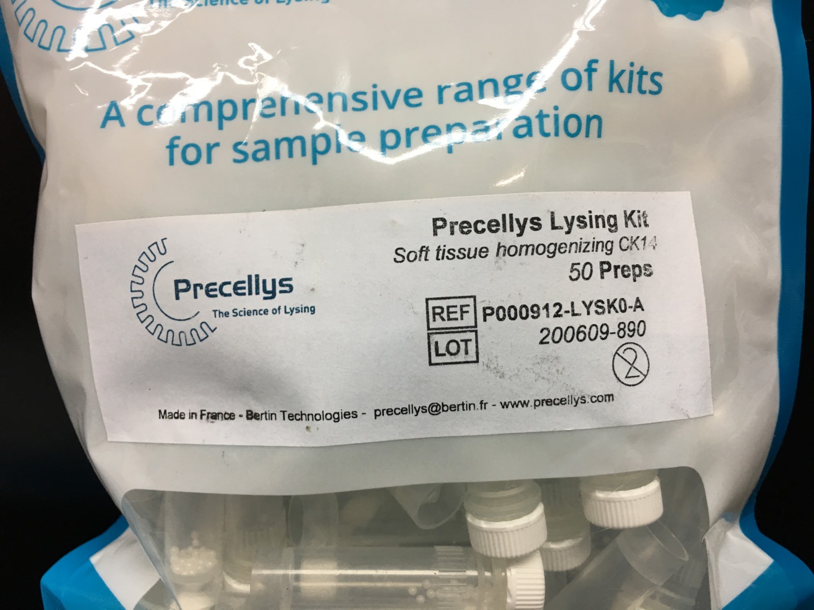 Precellys REF P000912-LYSK0-A Lysing Kit Soft Tissue Homogenizing CK14 Lot 2 PKS