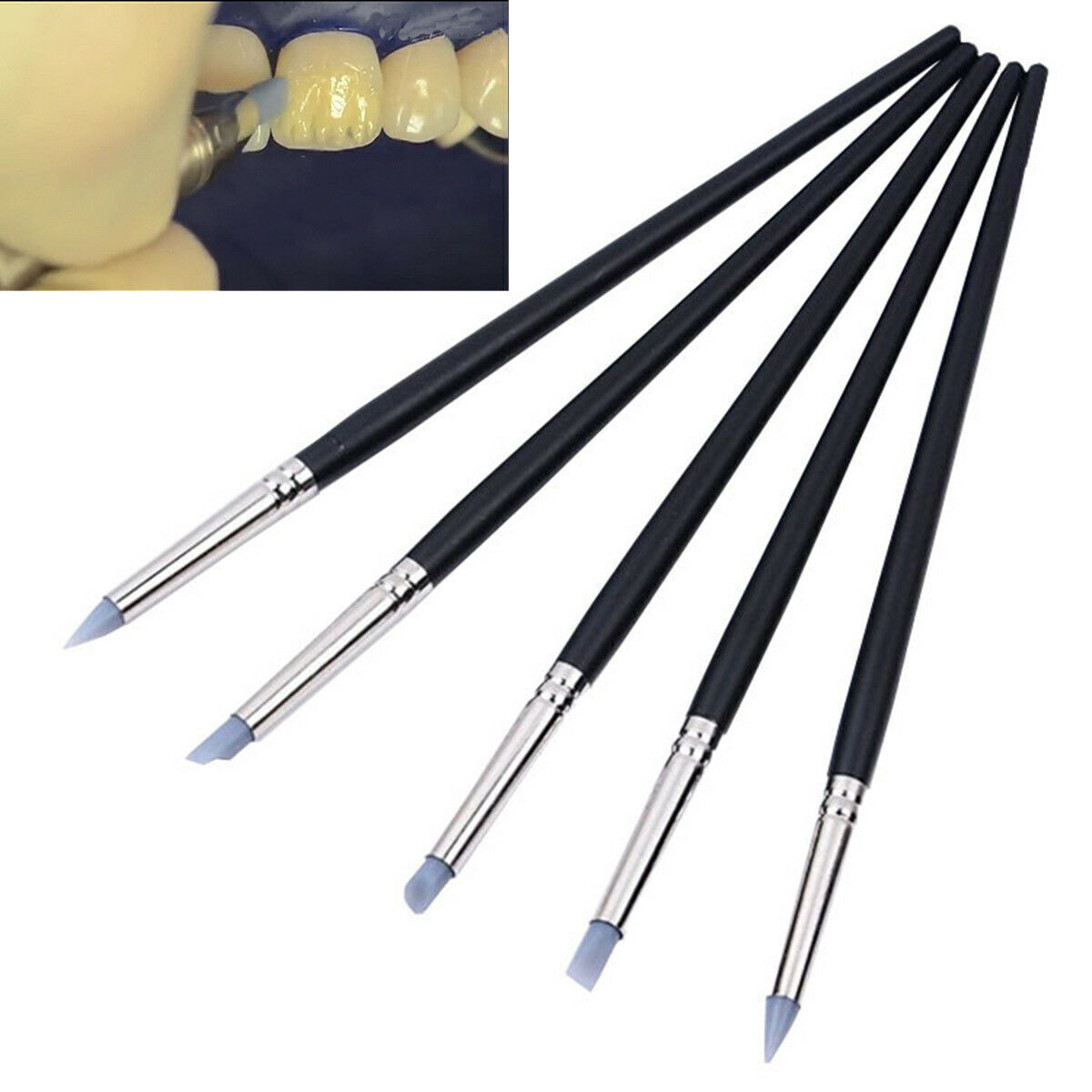 5 Pcs Dental Composite Resin Veneer Cement Porcelain Brushes Silicone Brush Pen