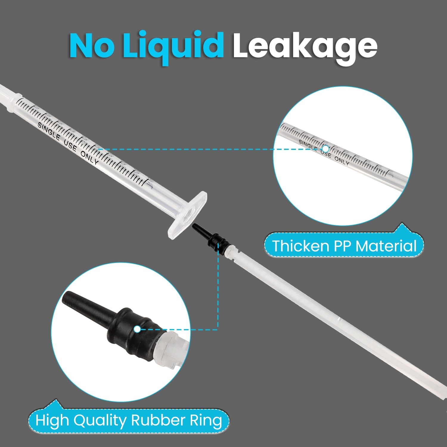 60 PCS 1ml Syringe with Cap for Liquid,Oral Syringes without transparent