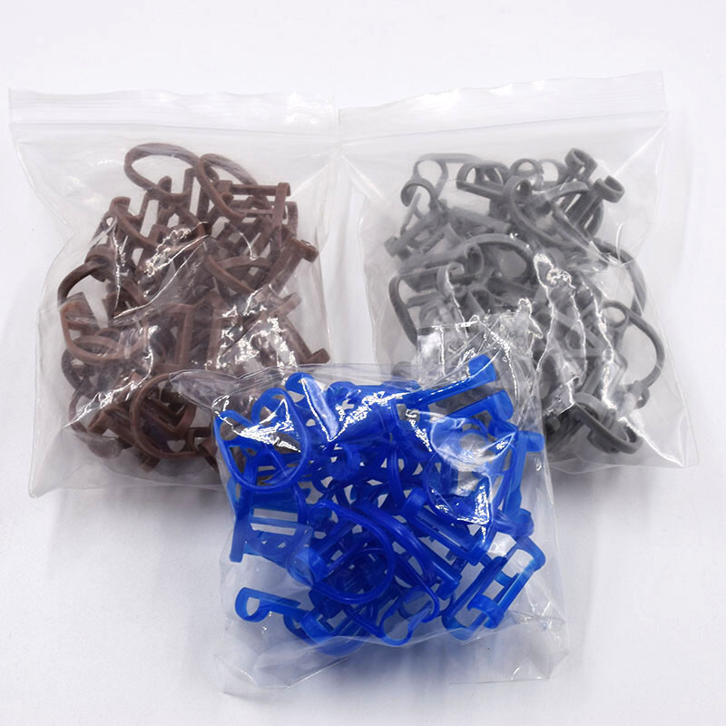 50 Pcs Dental Disposable Brown/Blue/Grey Cotton Clip Holder Dispenser Roll Tool