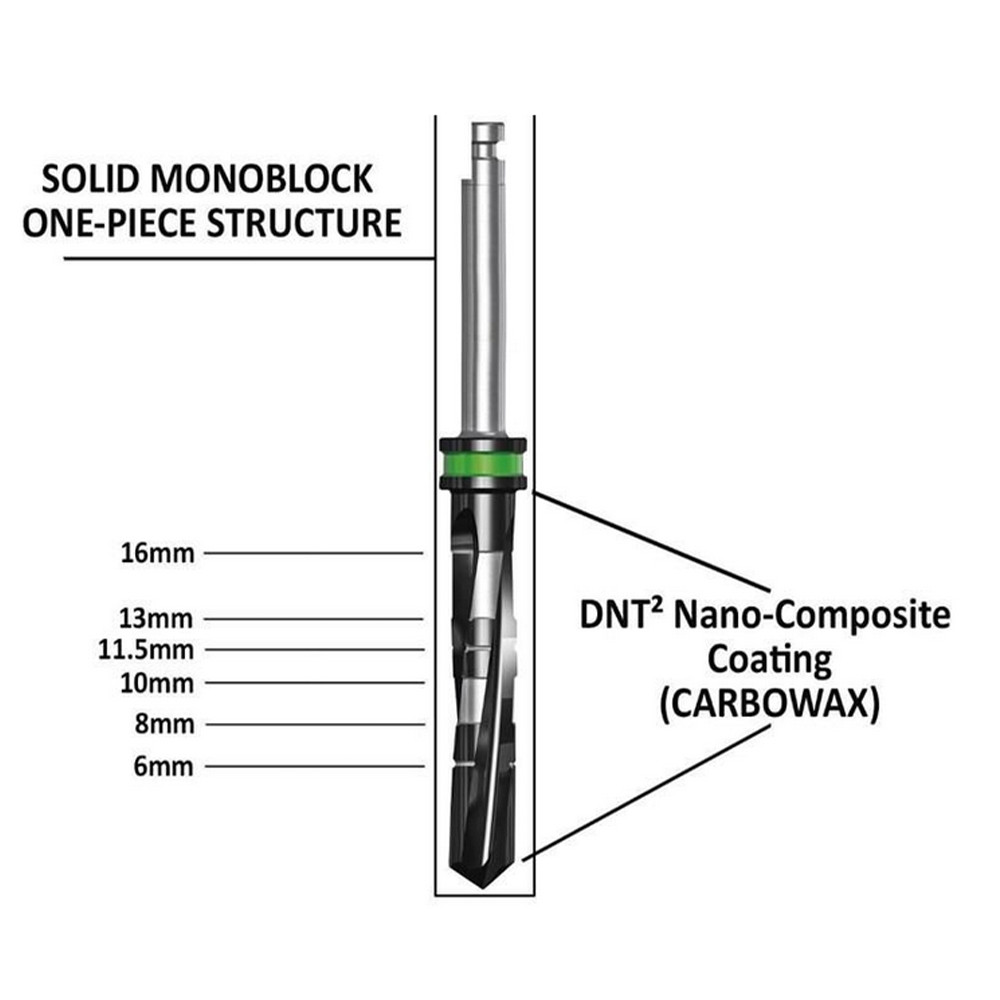 1pcs Dental Standard Cylindrical Drill For Imp lant Socked With DNT² Coating
