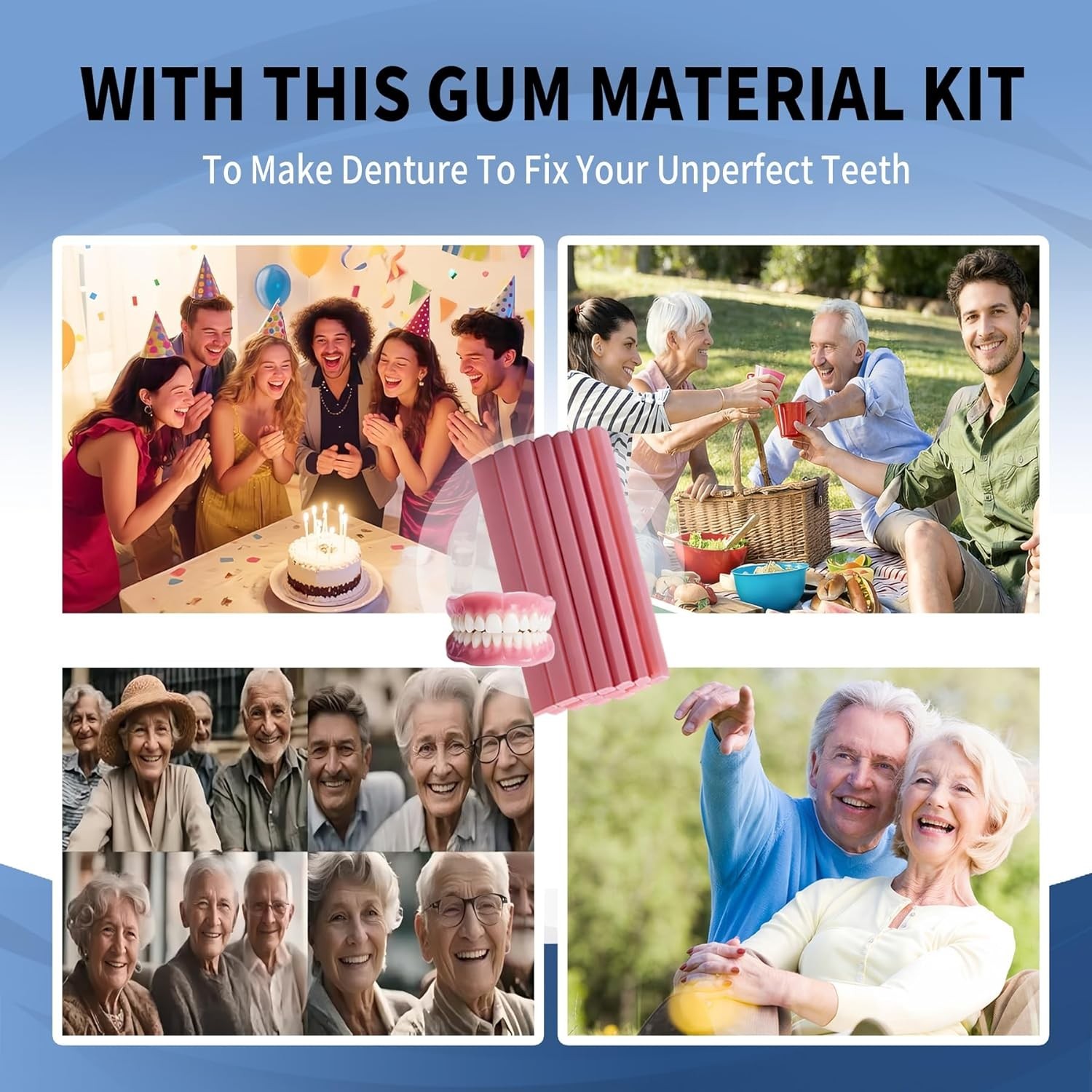 Dental Gum Material for Dentures, Fix Missing Teeth, Repair Broken Teeth, Natura