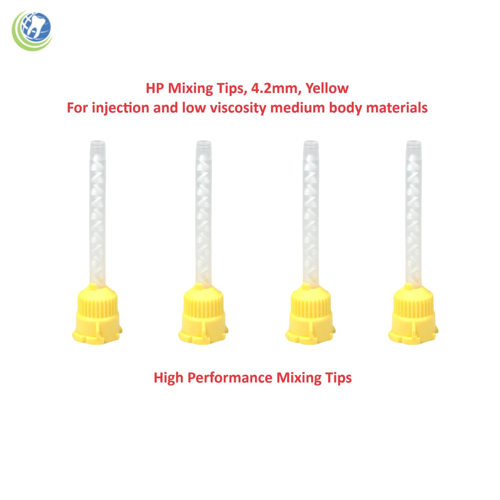 Dental Yellow HP Mixing Tips Type 4.2mm x 48 Light Body Low Viscosity VP-8105