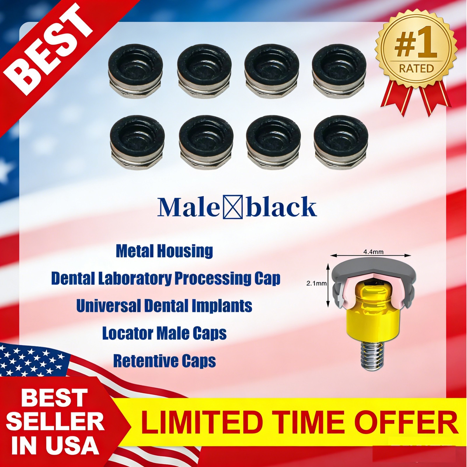Replacement Metal Housing & Lab Processing Cap Inserts Assembly Fit Zest Locator