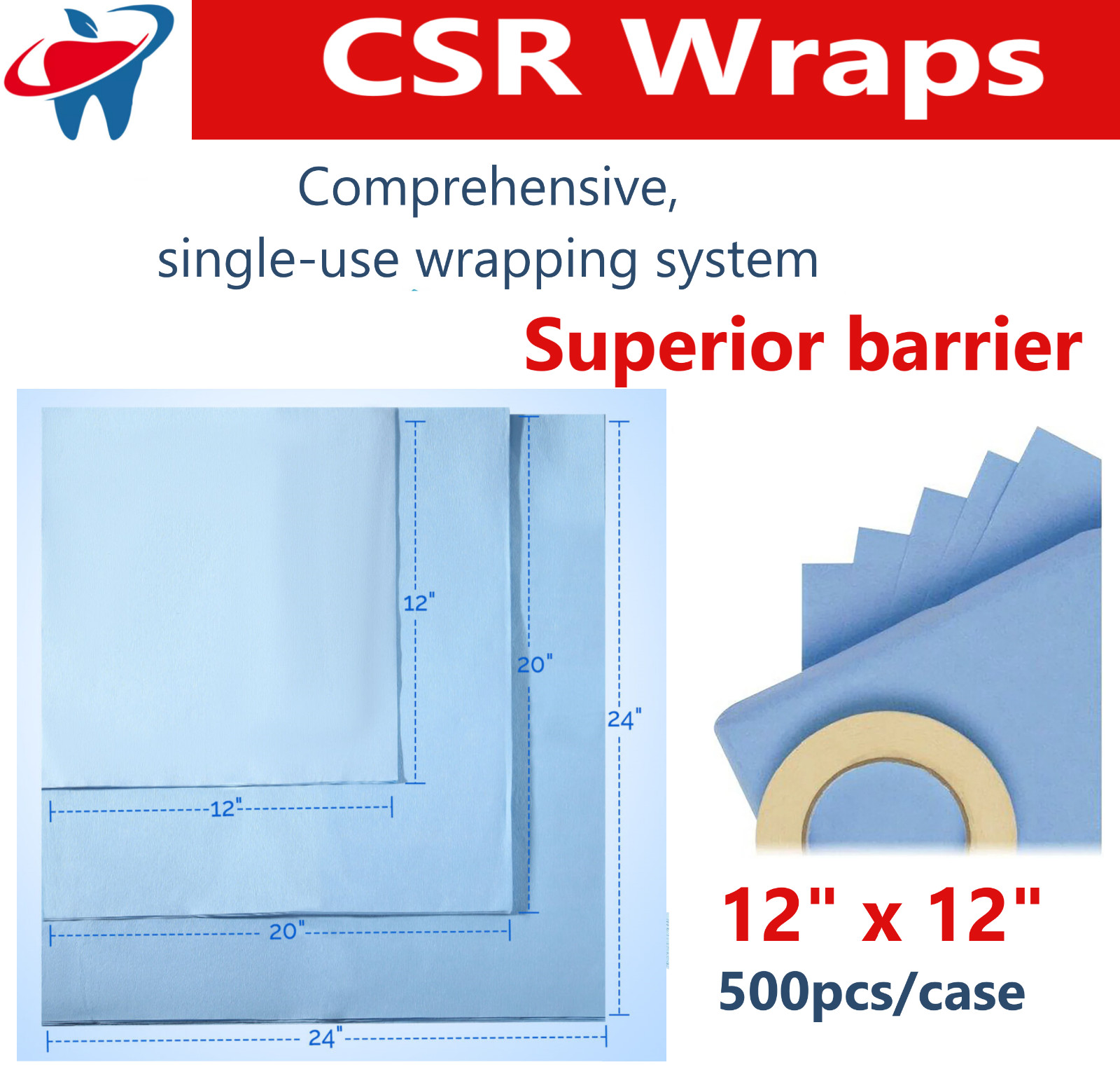 CSR Wrap Dynarex Sterilization Wrap 30 x 30, 20 x 20, 24 x 24 -Up to 500/Case