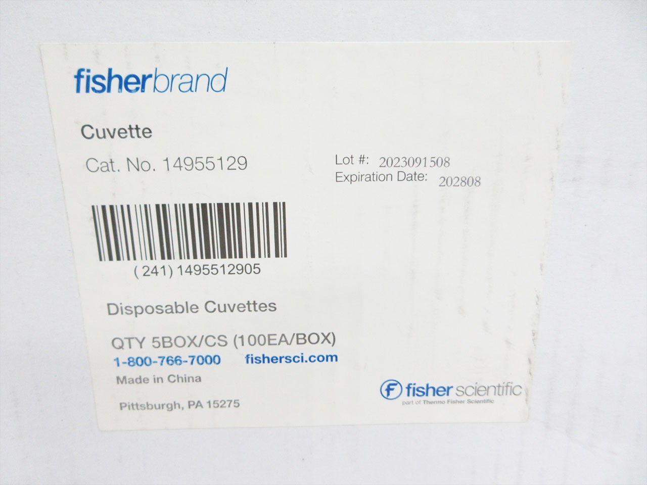 FISHERBRAND 14955129 14-955-129 4.5 mL CUVETTE POLYSTYRENE EXP 202905