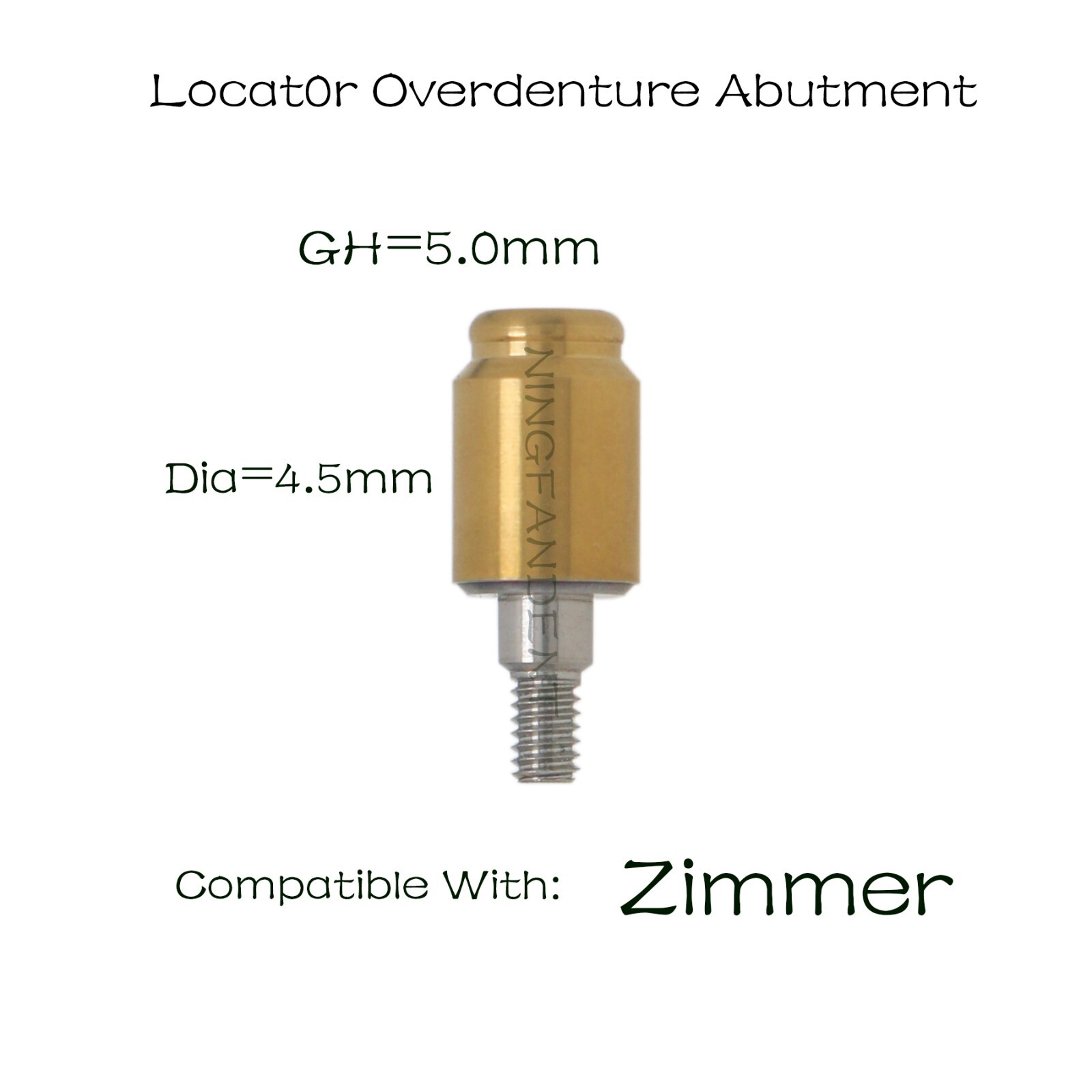 Locator Abutment Zimmer Screw-Vent 4.5mm Dia 1-5mm GH Male Caps Implant Screws
