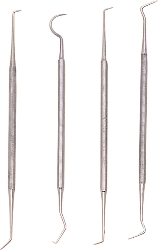 Dental Pick 4 Piece Set All Stainless Construction Storage Pouch Oral Hygiene