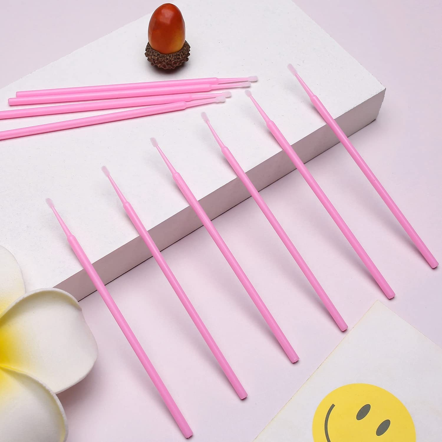 600 PCS Disposable Micro Applicator Brushes for Eyelash Extensions – Pink Ele…