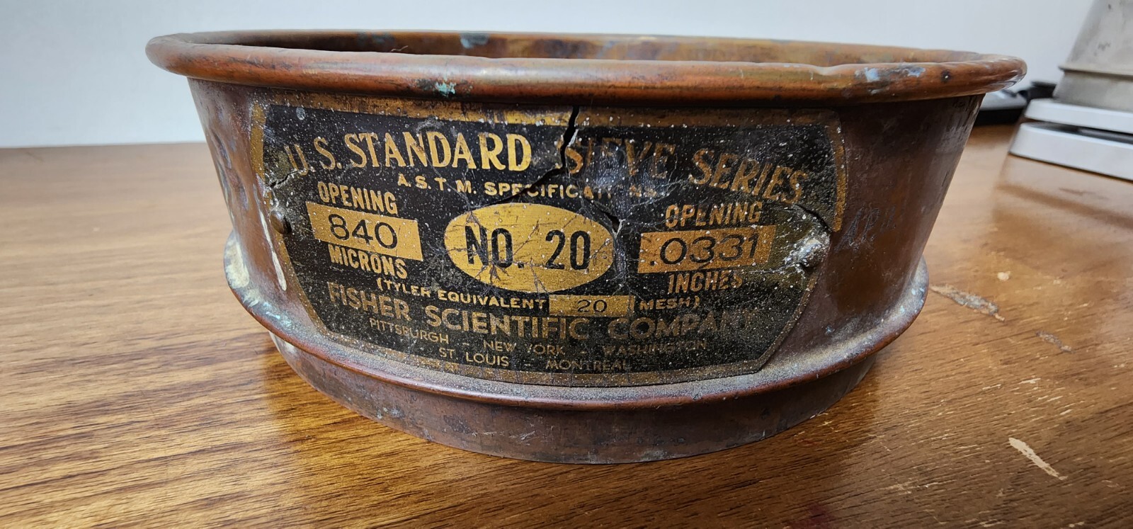 Fisher Scientific U.S. Standard 8″ Copper Testing Sieve 1.70mm 2″ Depth No. 20