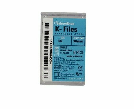 Kerr Sybron Endo Dental 30mm Stainless Steel K-files 6-file per box all size