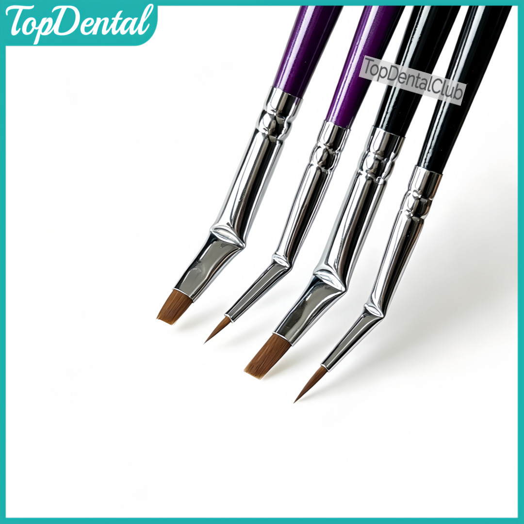 Dental Curved Brush Pens Composite Resin Nylon Pen Posterior Teeth Restoration