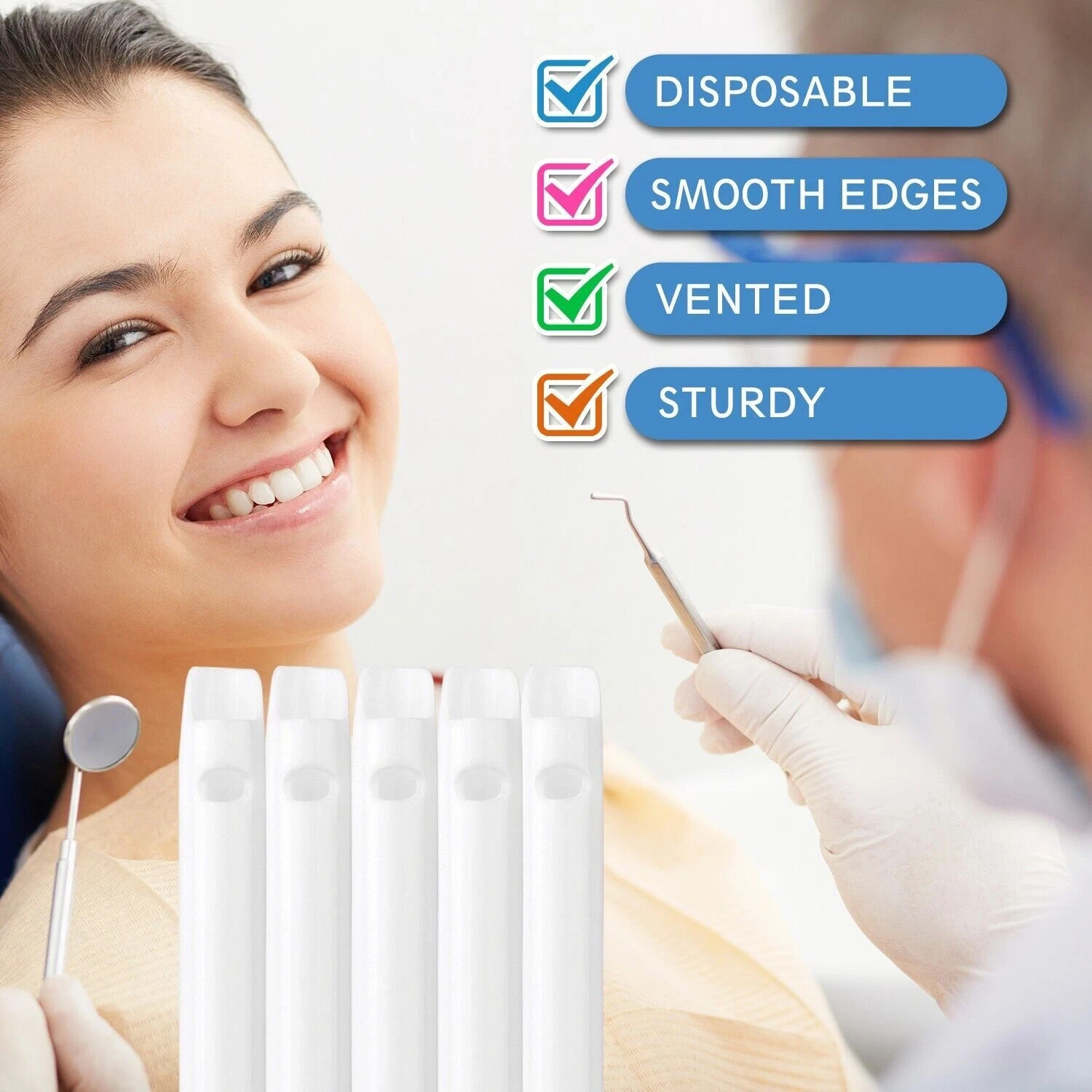 2 Types Disposable Dental High-Volume Evacuation HVE Suction Vented Suction Tips