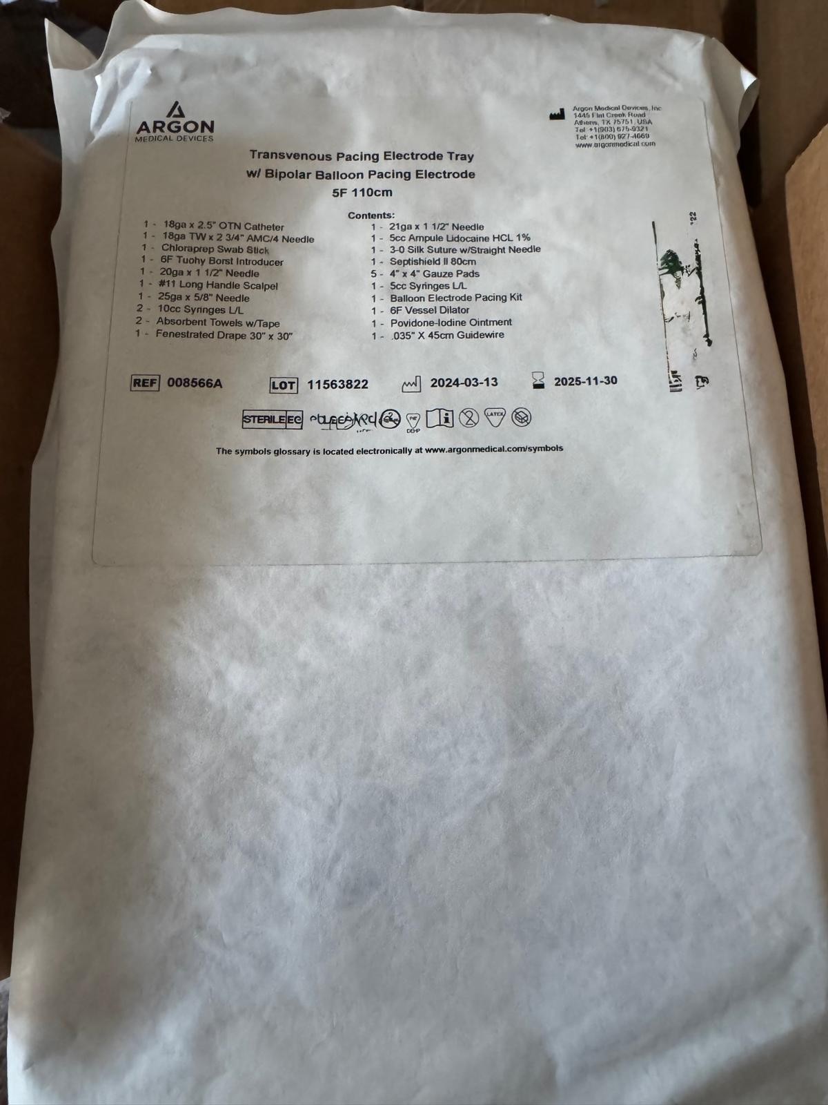 NEW – BOX OF 5, ARGON, REF 008566A, EXP 2025-11