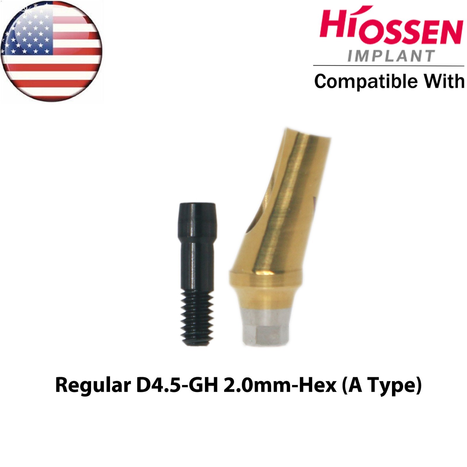 US Dental 17° Angled Anatomic Abutment Regular with Screws Fit Hiossen Osstem TS