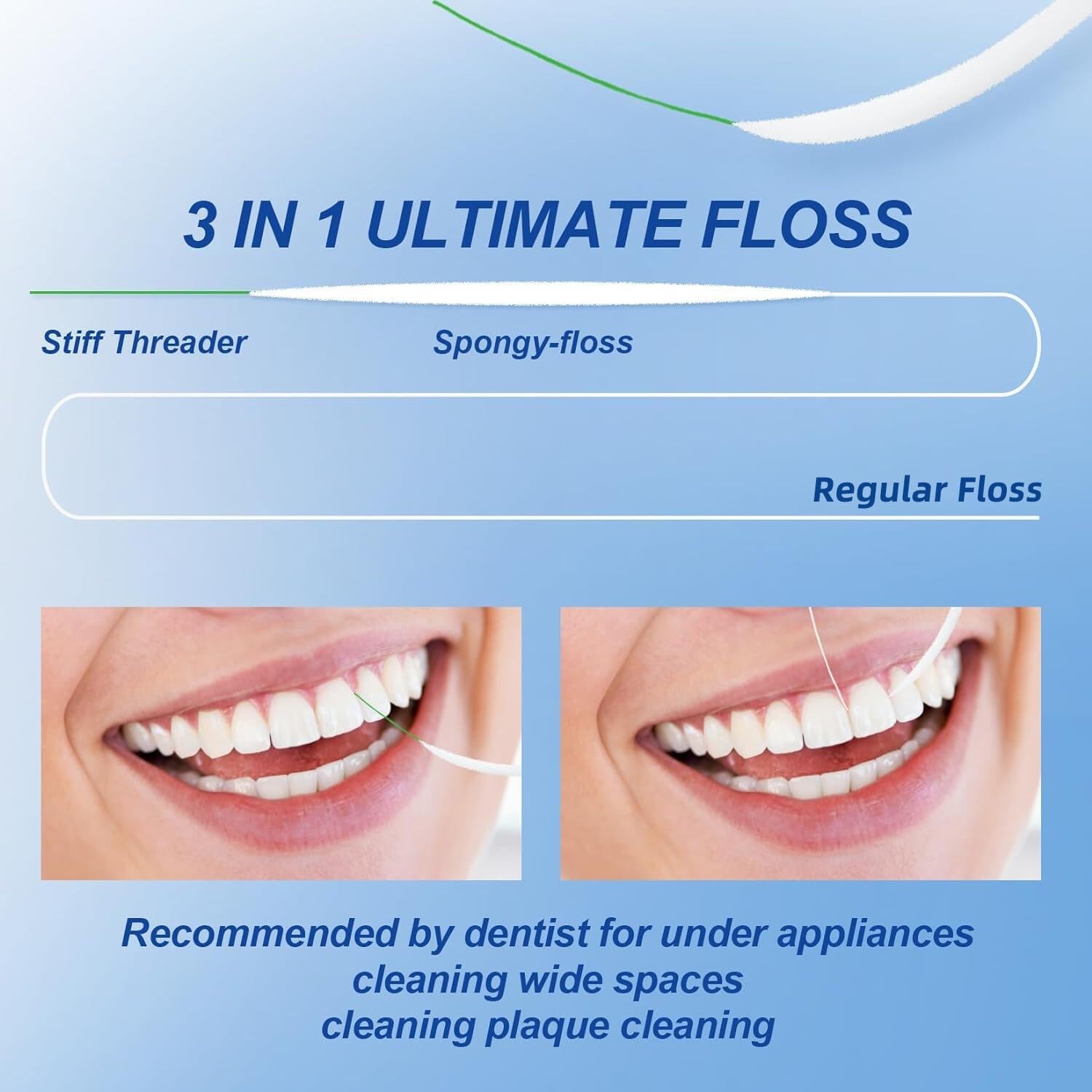 RAZOKO 3-in-1 Floss for Braces, 120 Pre-Cut Strands | 60 Count (Pack of 2)