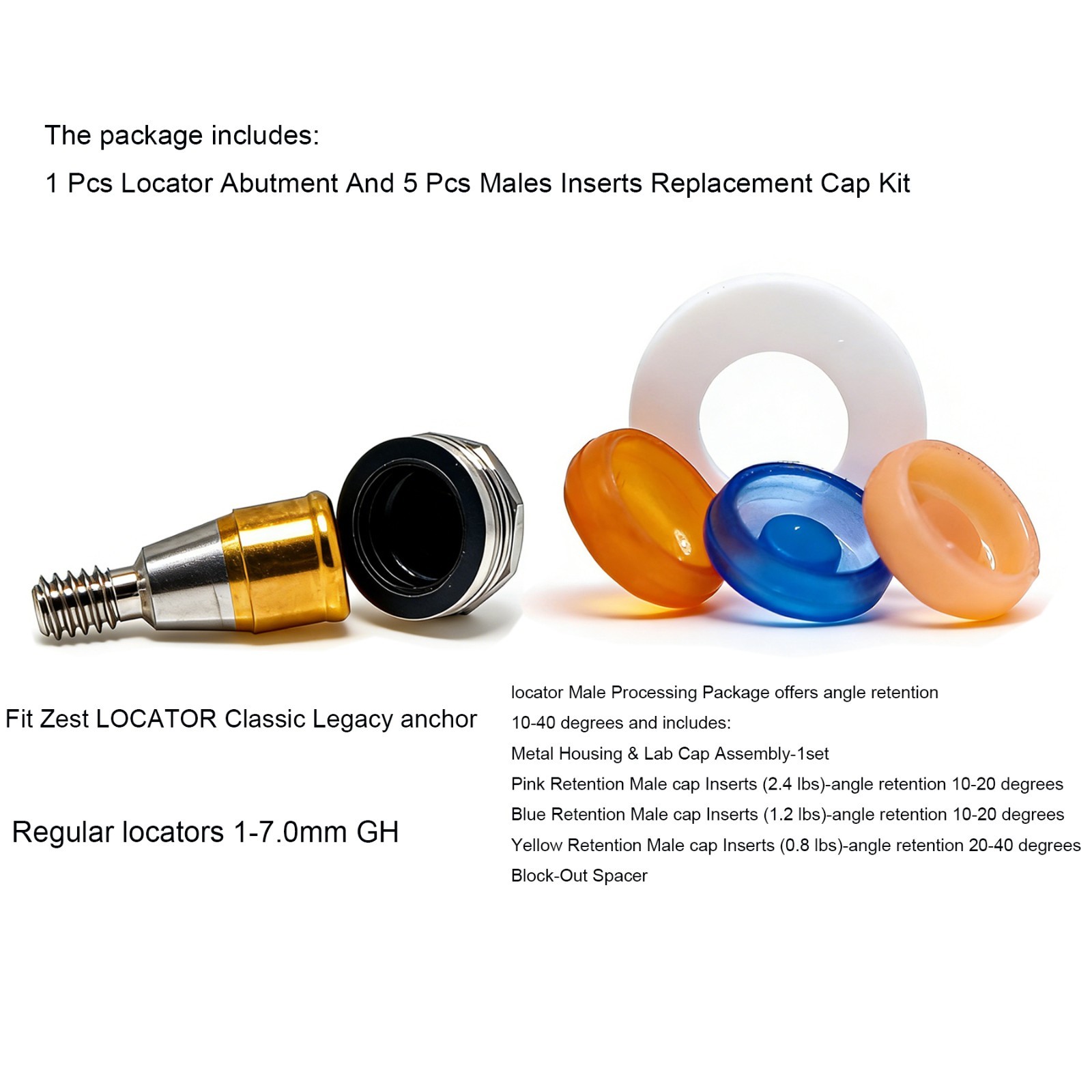 Hiossen ET Regular Ti Locator Abutment Fits Zest Locator Osstem GS/TS 2.5mm Hex