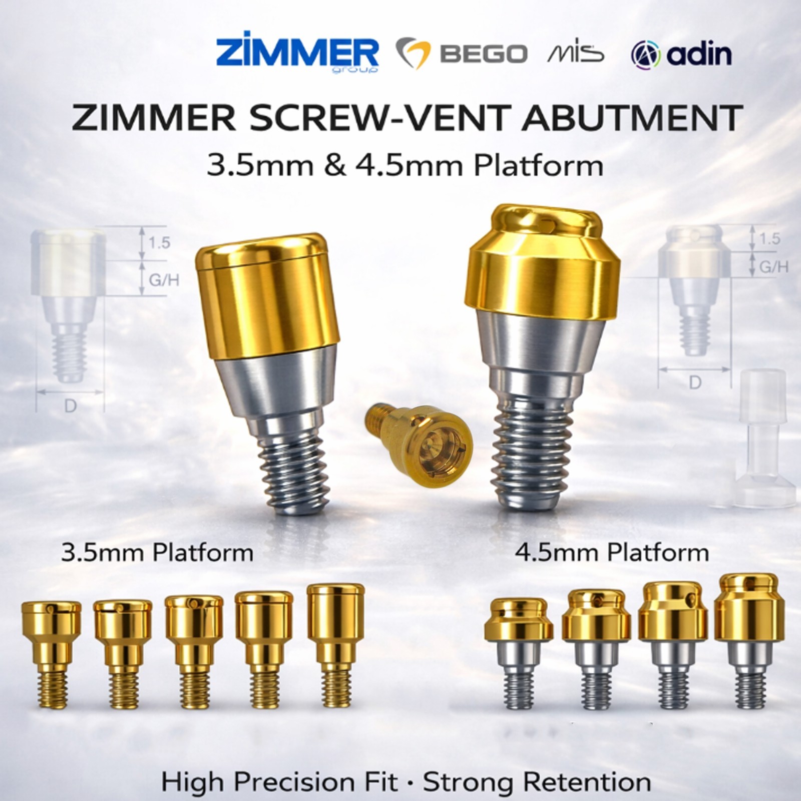 Overdenture Locator Abutment Removable Anchor Internal Hex BioHorizons Tapered