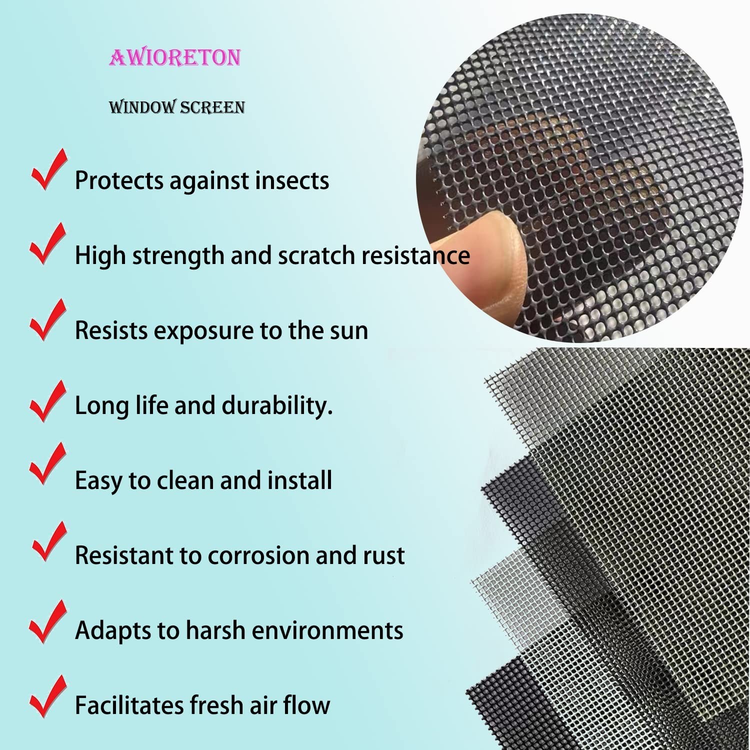 Rust-Resistant 304 Mesh Screen for Vents & Cabins – Easy Cut & Customize, 2 Pack