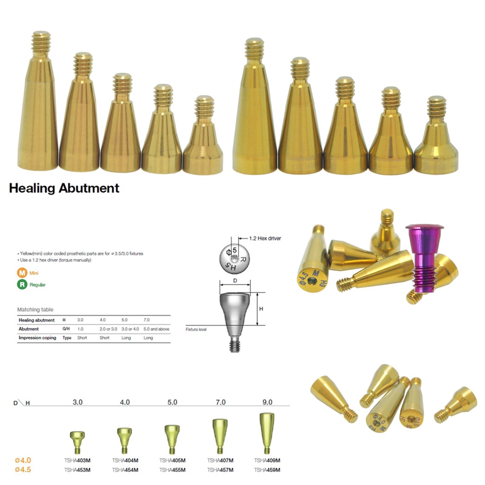 Dental ET/TS System Ø4.0 Ø4.5 Mini Healing Abutment/Cover Screw For Hiossen Oss