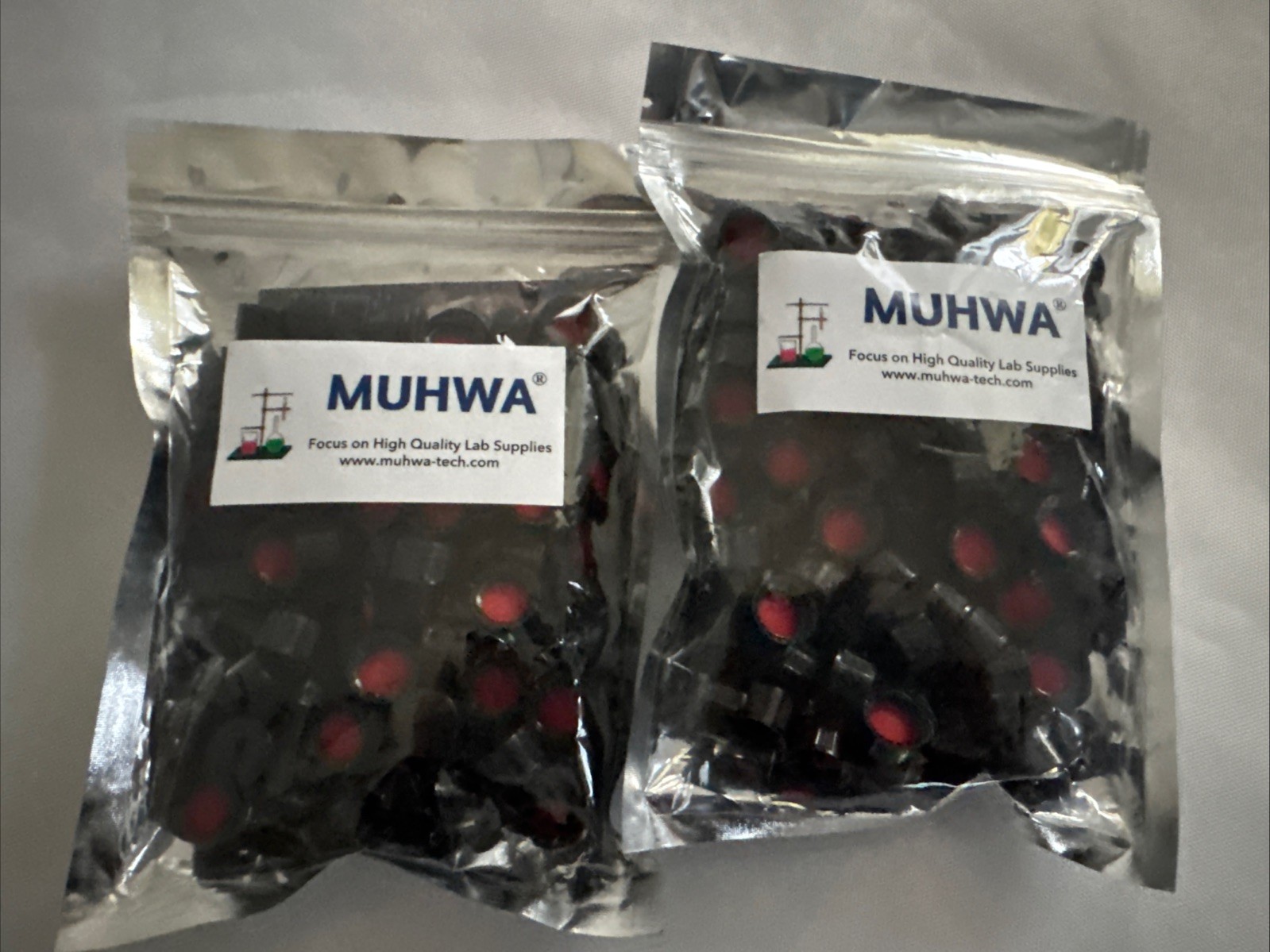 MUHWA 4ml Amber HPLC Vials Black Screw Cap With Hole 2X 100 PCs-Brand New-US