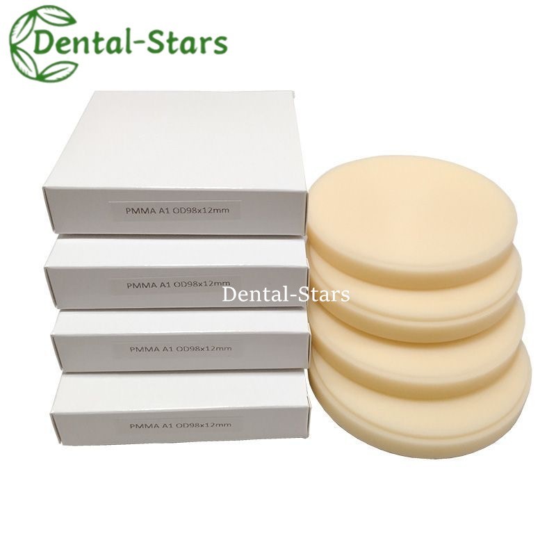 98mm Dental Multilayer Pmma Block Round Resin Disc Thick 12-25mm A1/A2/A3 Colors