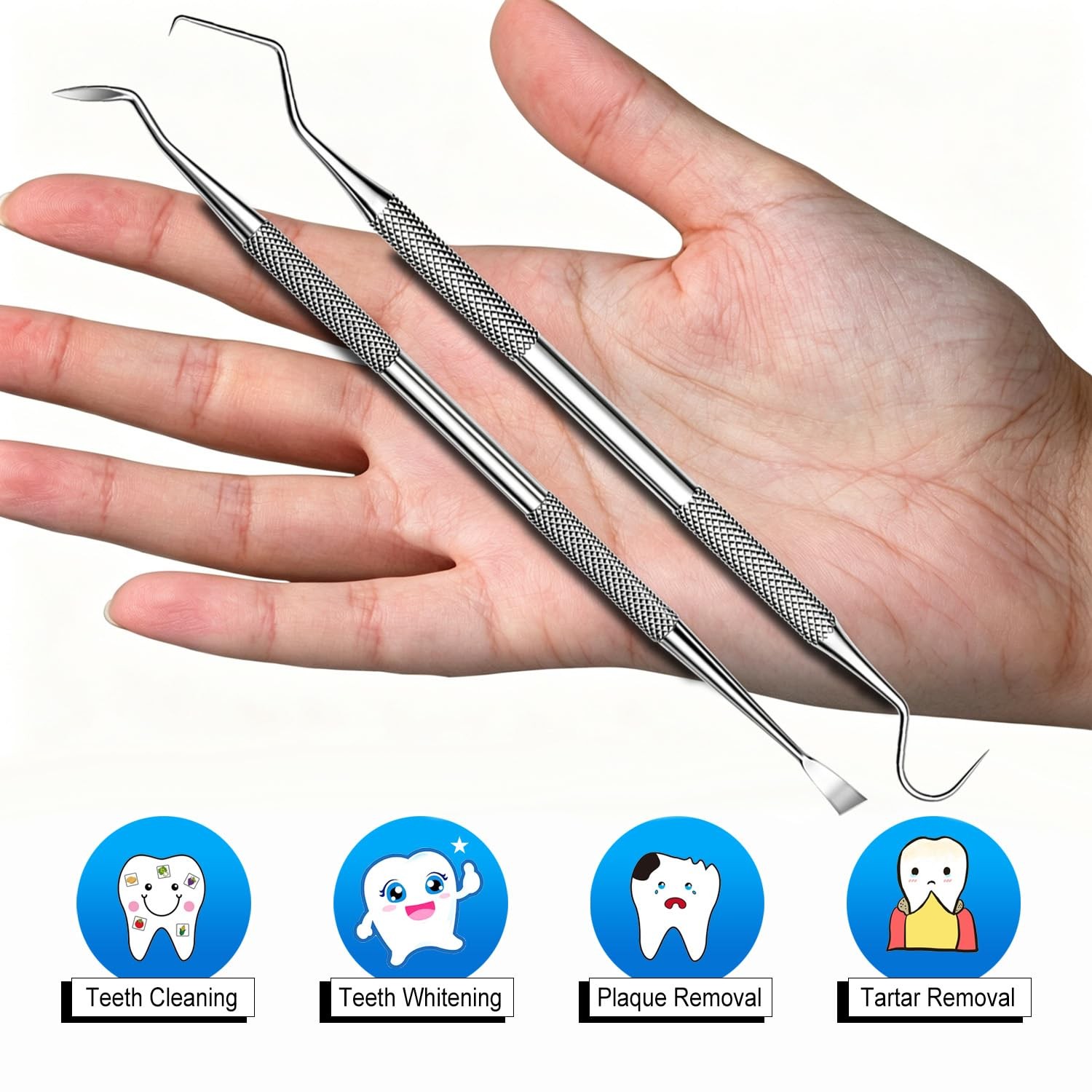 G.CATACC 2 Pack Dental Tools for Teeth Cleaning, Metal 2 Count (Pack of 1)