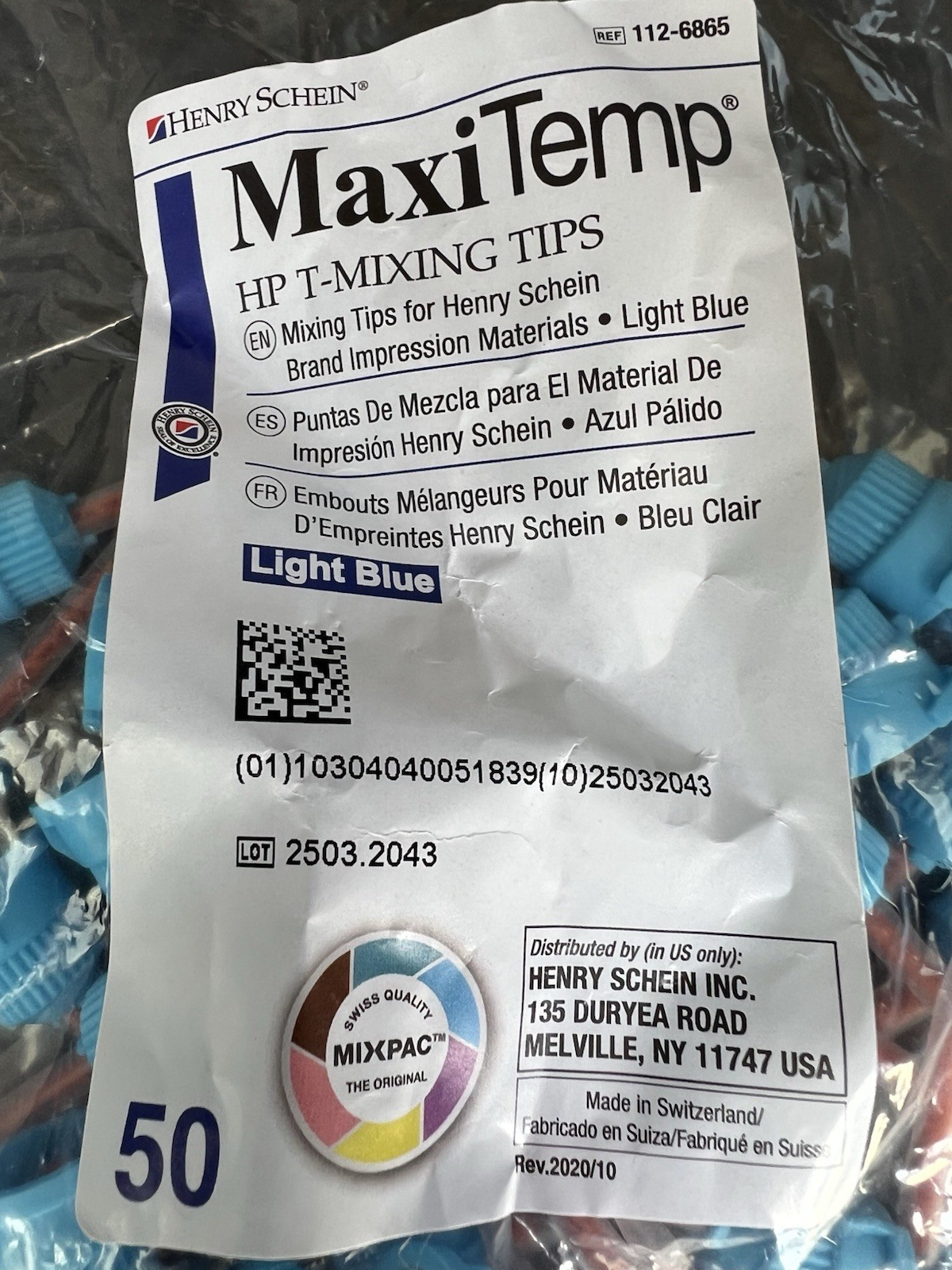 Maxitemp HP T Mixing tips light blue