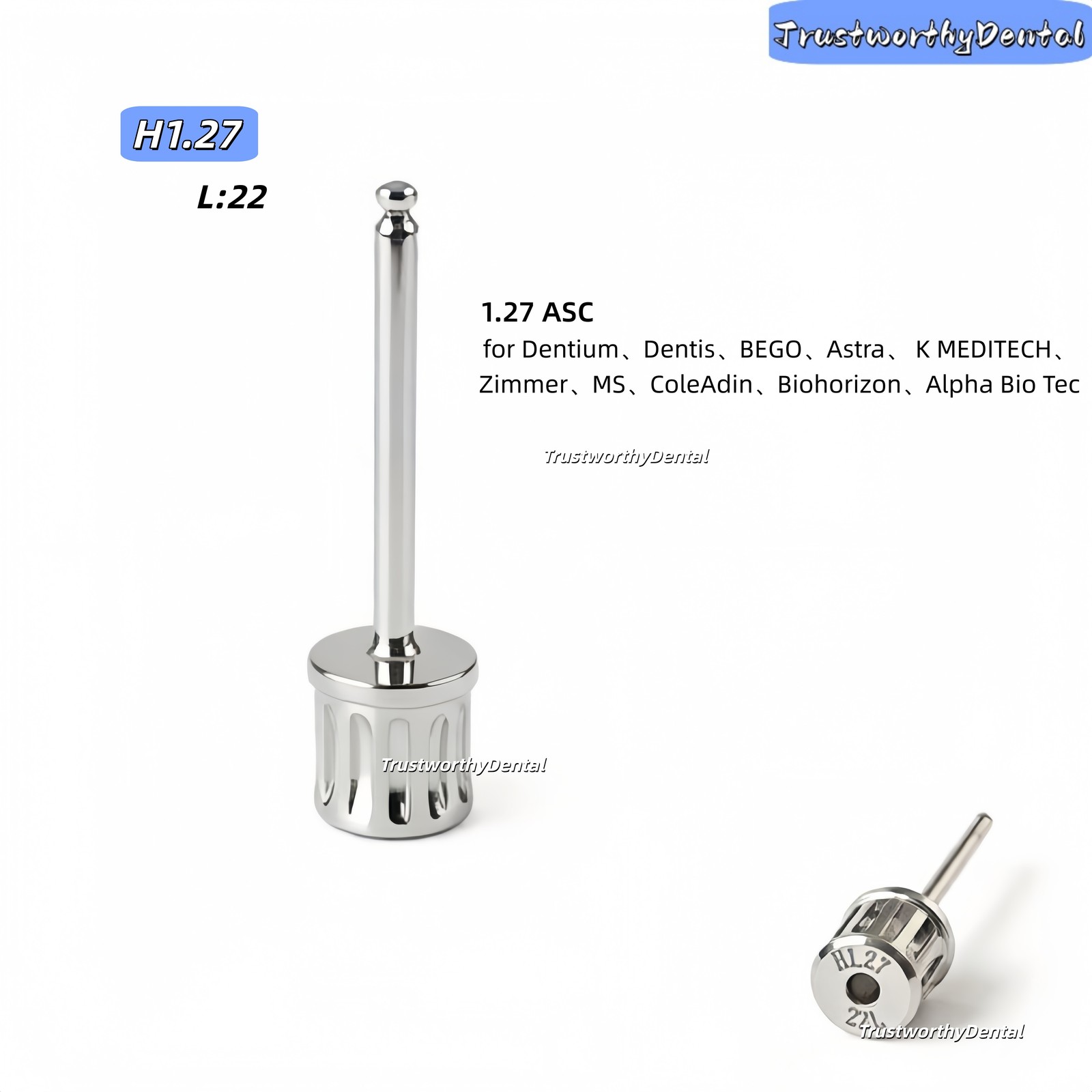 Implant ASC 1.27 Screwdriver Angulated Screw Channel Driver Nobel/Hiossen/Zimmer