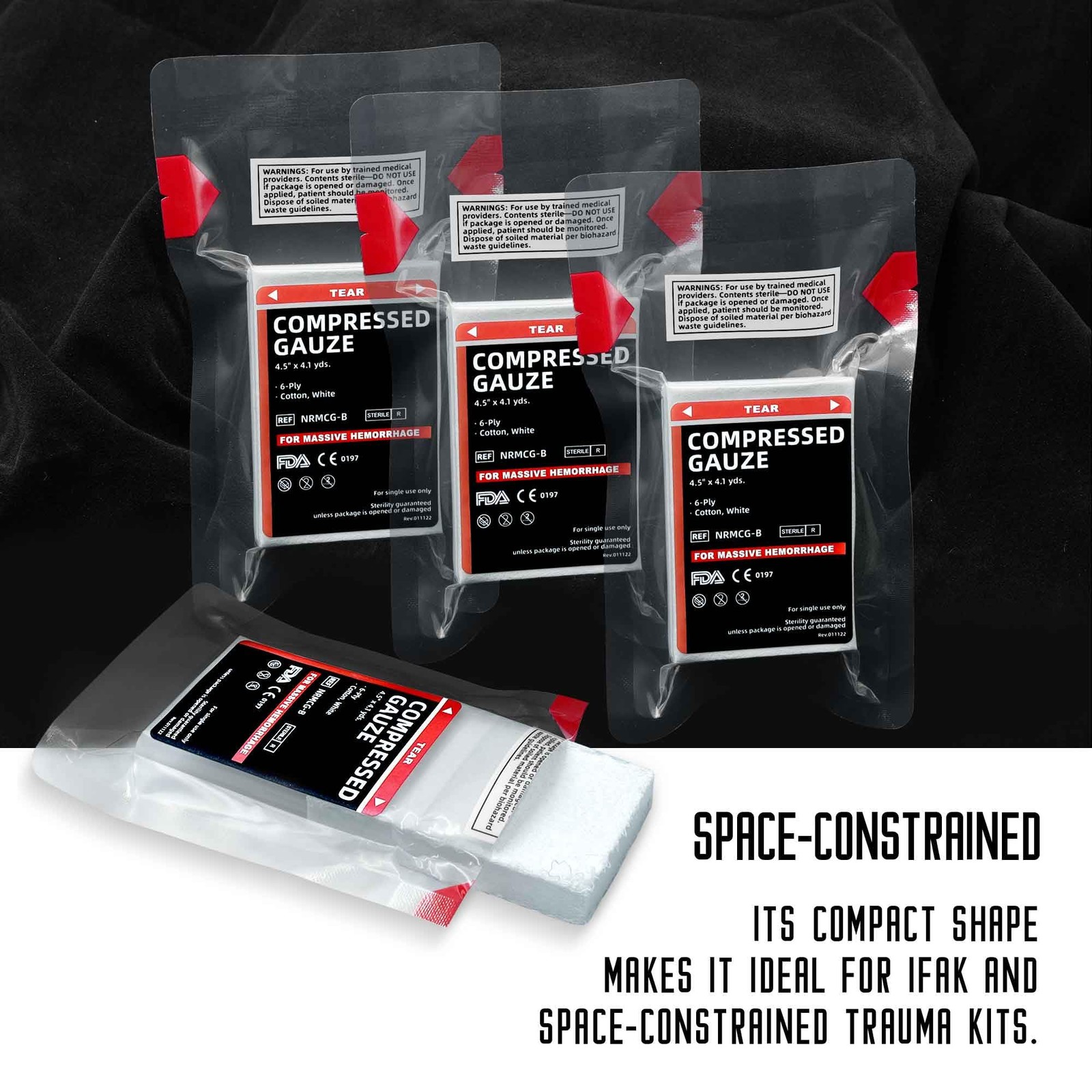 Sterile Compressed Gauze for Wound Packing, Emergency 4.5 x 4.1, White