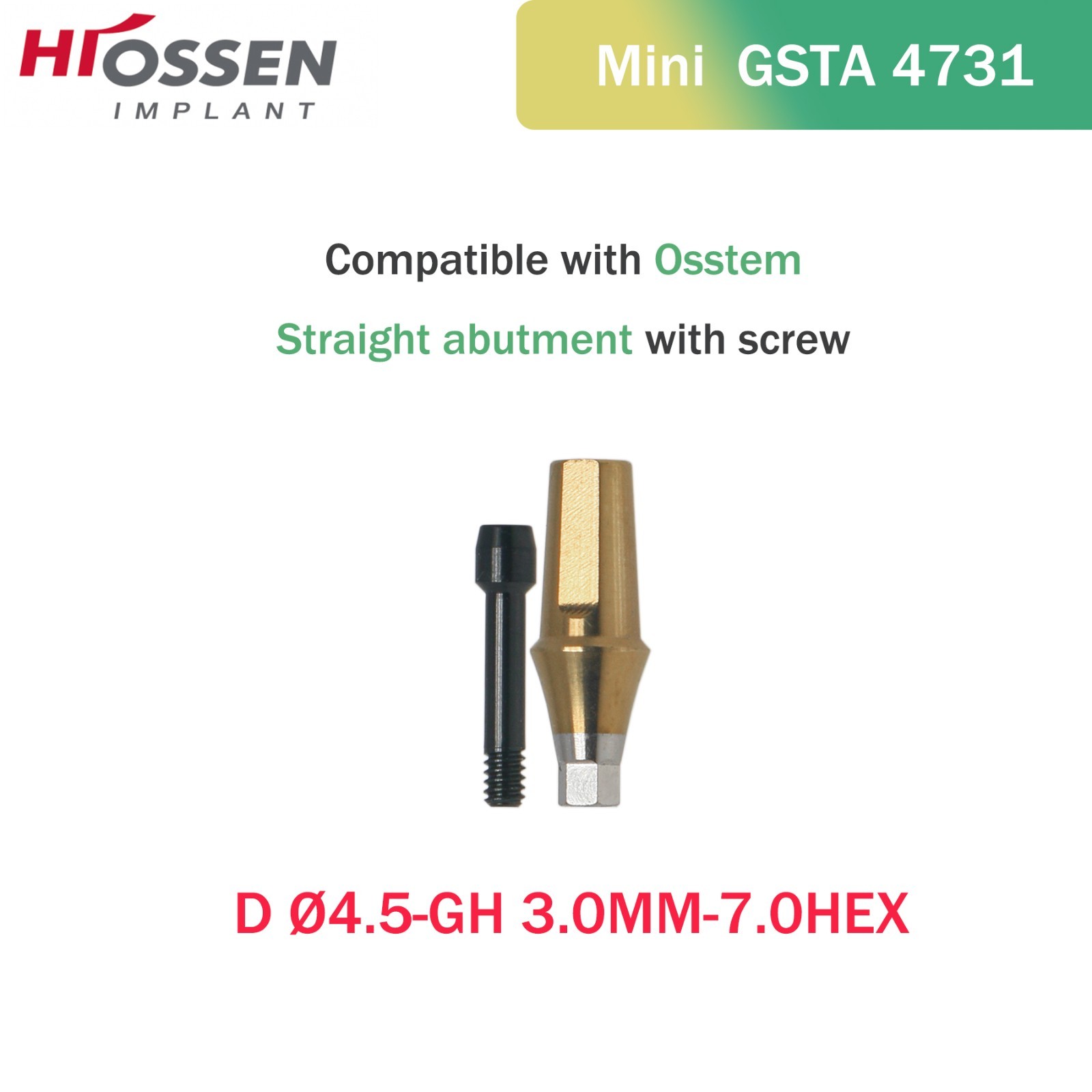 Hiossen ET III MINI Regular Hex Straight Transfer Abutment Implant 4.5/5.0/6.0mm