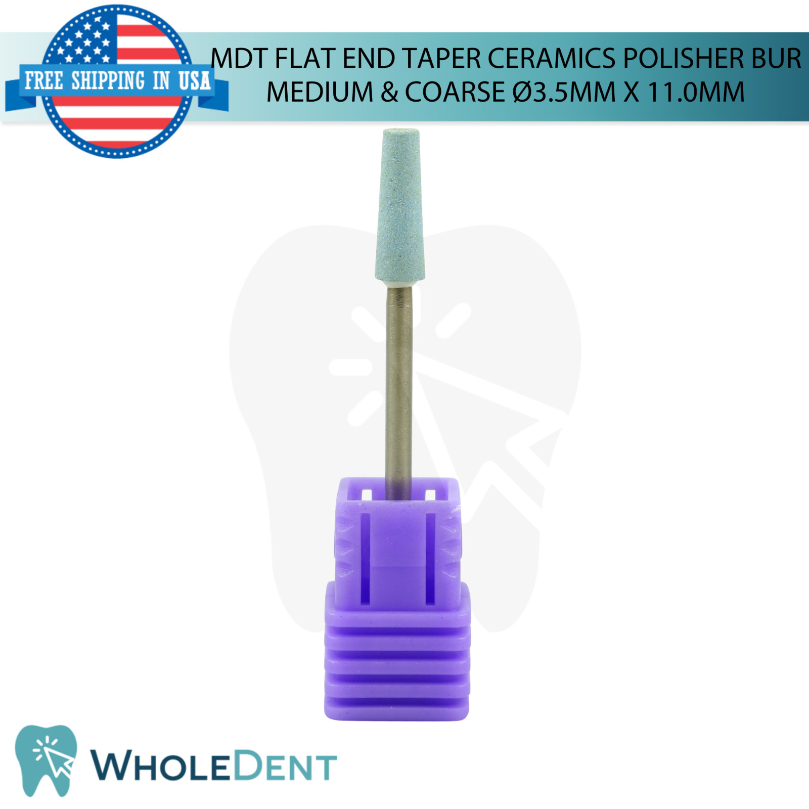 Dental MDT Flat End Taper Ceramics Polisher Bur Ø3.5mm X 11.0mm Restorations