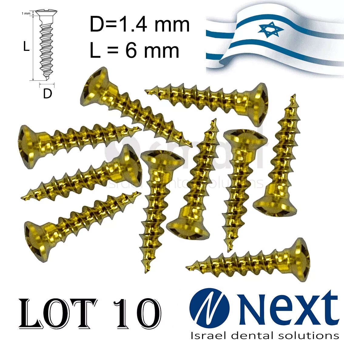 Lot x10 Screw titanium pin membrane Fixation Bone GBR Ø1.4 L6 tac