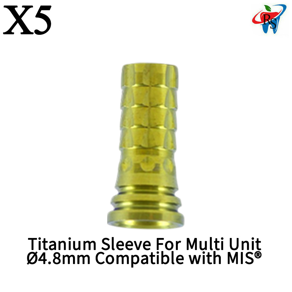 5x Titanium Sleeve For Multi Unit Ø4.8mm Compatible with MIS®