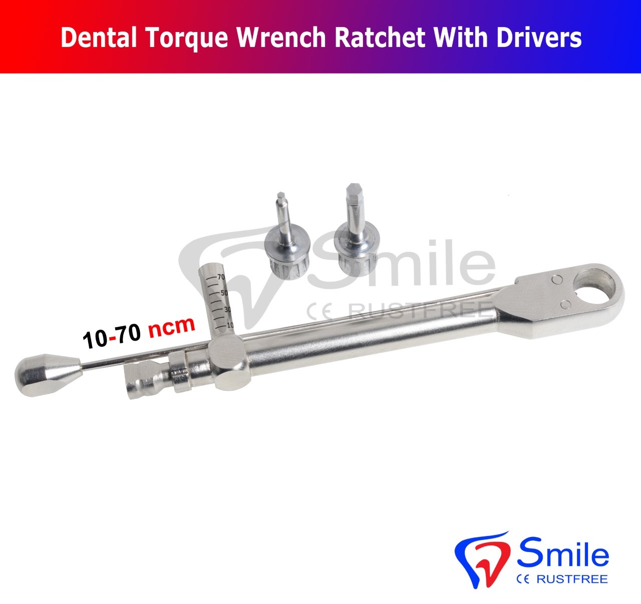 Dental Implant Torque Wrench Ratchet dental Instrument 10-70 NCM With Drivers