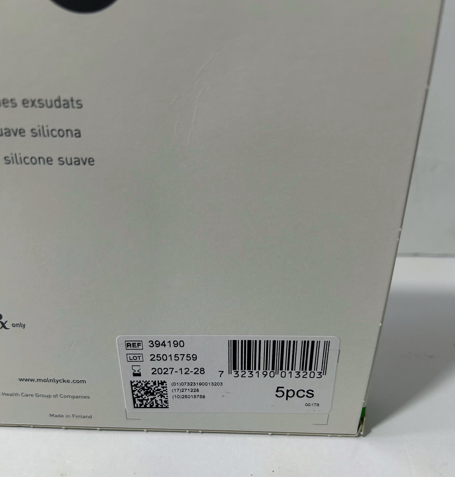 5/Box Mepilex Transfer Ag 4 x 5 Silicone Transfer Dressing, 394190, Exp 12/2027