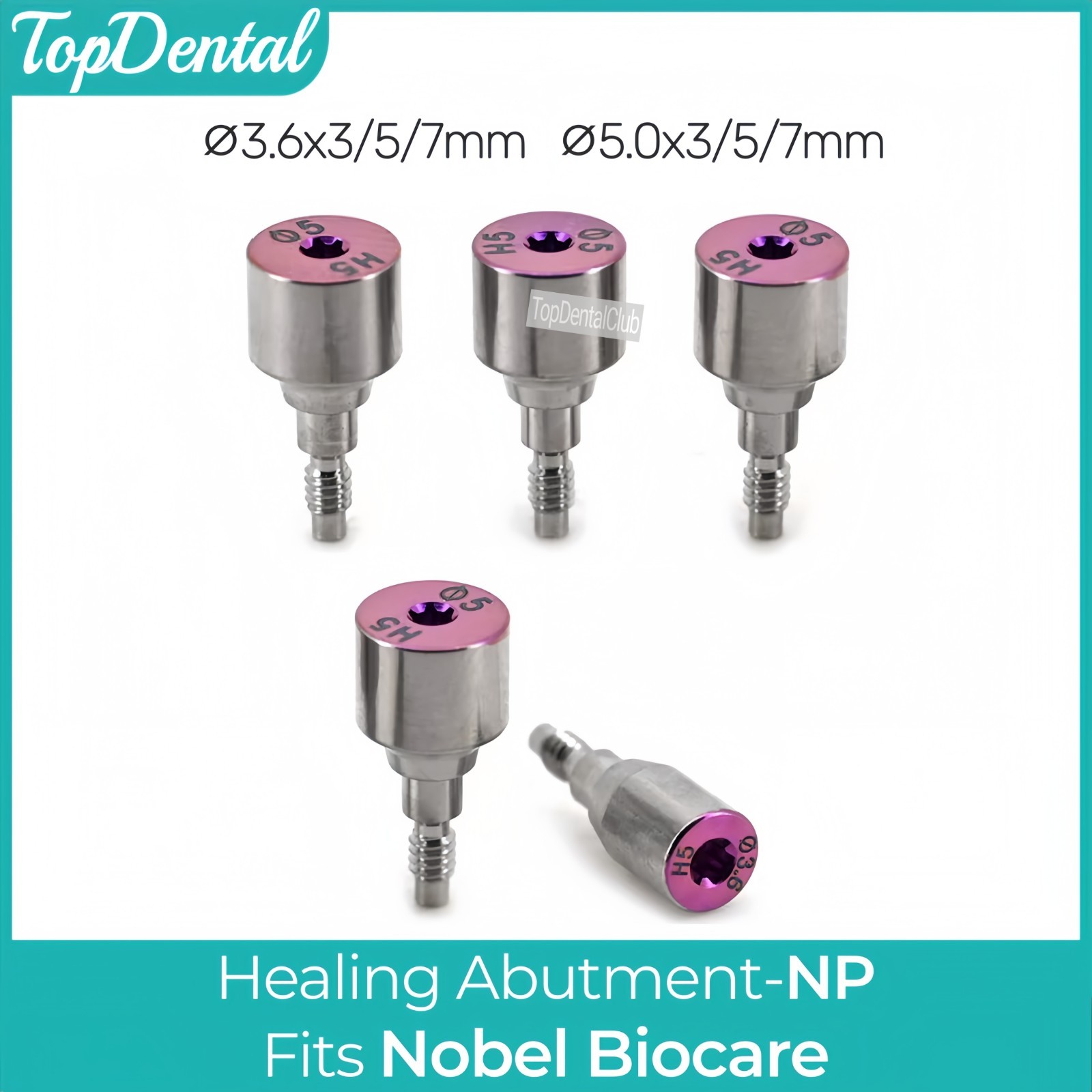 Dental Healing Cap Abutmment RP NP Compatible Fit Nobel Active Yellow Purple