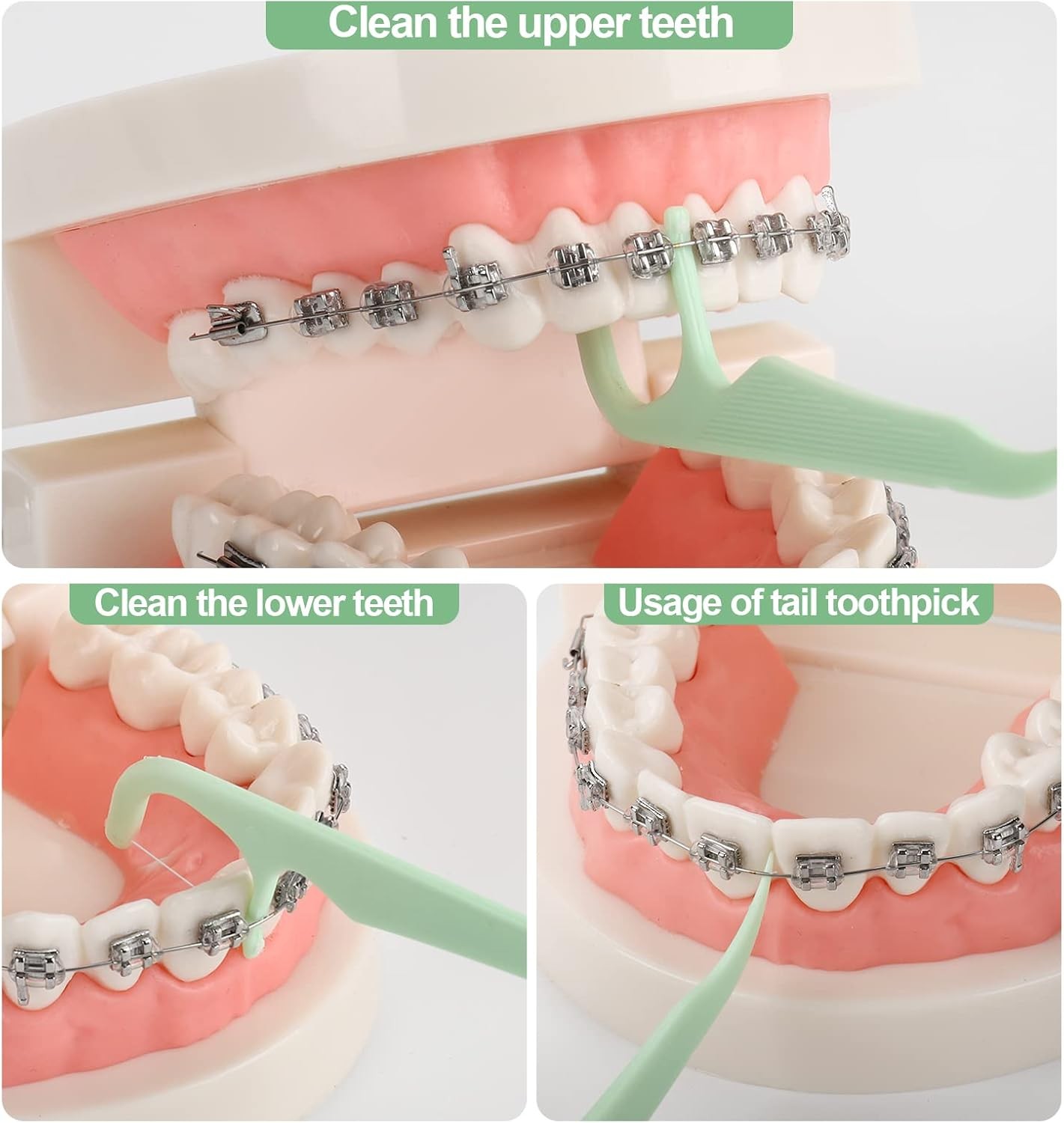 150 Count Orthodontic Flossers for Braces with Floss Dispenser, Braces…