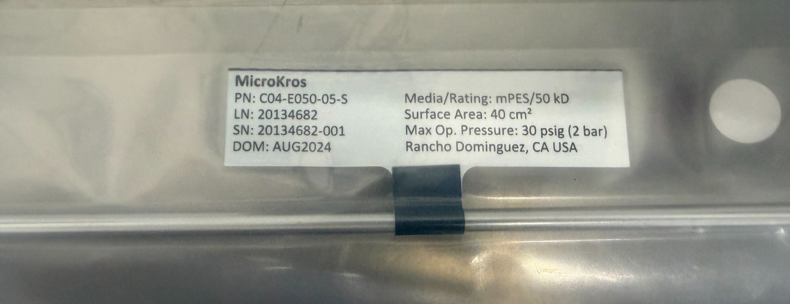 REPLIGEN MicroKros Hollow Fiber Filter Module 65cm 50kD mPES C04-E050-05-S