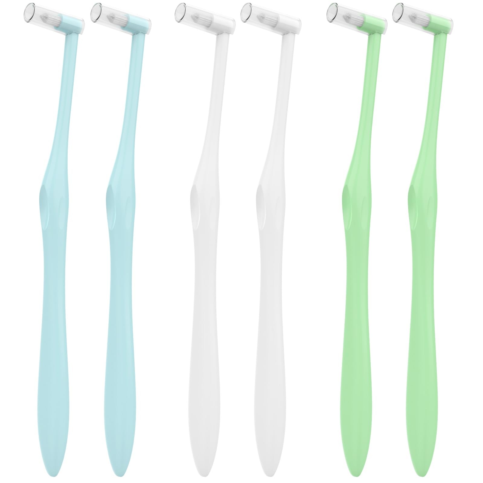 Fremouth End Tuft Toothbrush with 1 Count (Pack of 6), Blue, White, Green