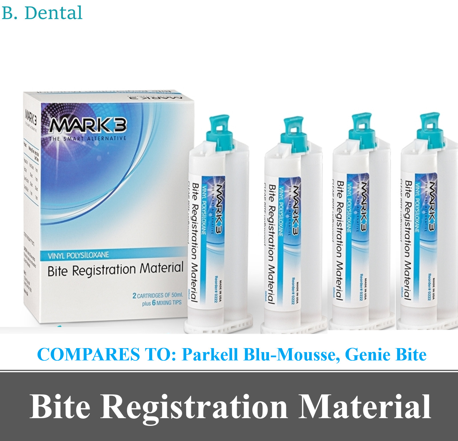 Dental Bite Registration Material FAST SET Chocoloate Chip Mint 4/Pk Made in USA