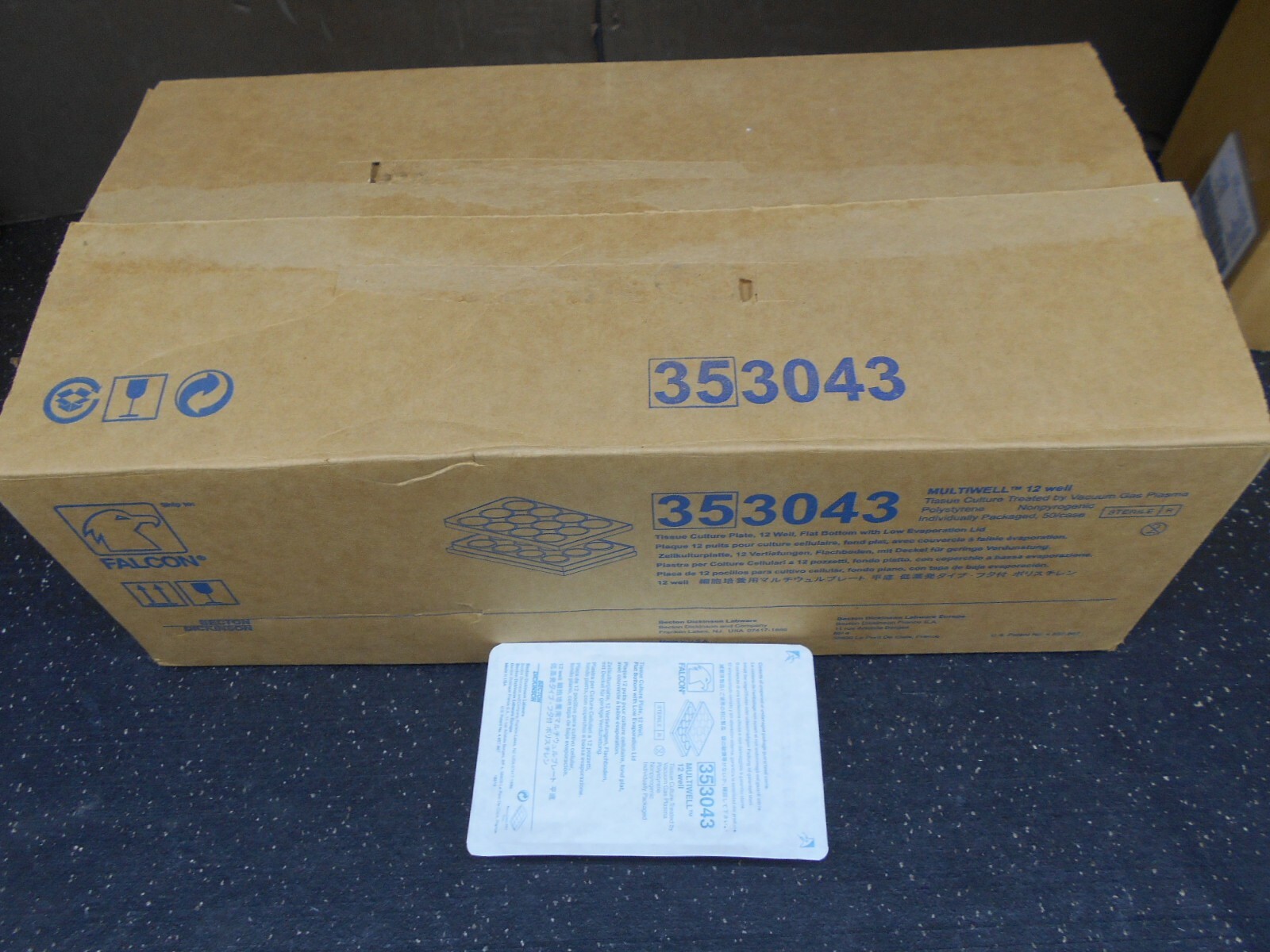 BECTON DICKINSON 353043 FALCON 12 WELL FLAT BOTTOM CULTURE PLATE BOX OF 49